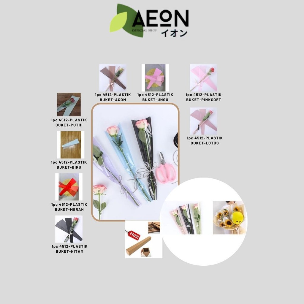 

AEON - 1pc Plastik Bunga Mawar 1 tangkai (ecer per lembar) / Wrapping Plastik untuk Mini Buket Rose
