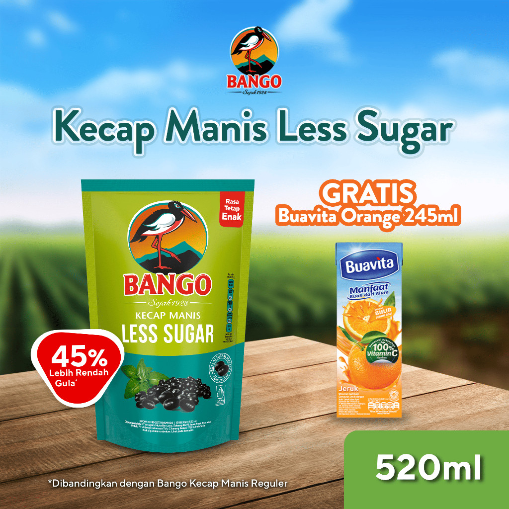 

Beli Bango Less Sugar 520mL GRATIS Buavita Orange 245mL