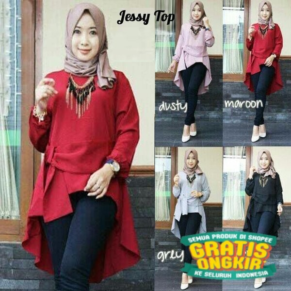BBL / Blus Muslim Polos Murah Tunik baju atasan wanita JESSY TOP/ Model Terbaru anak remaja