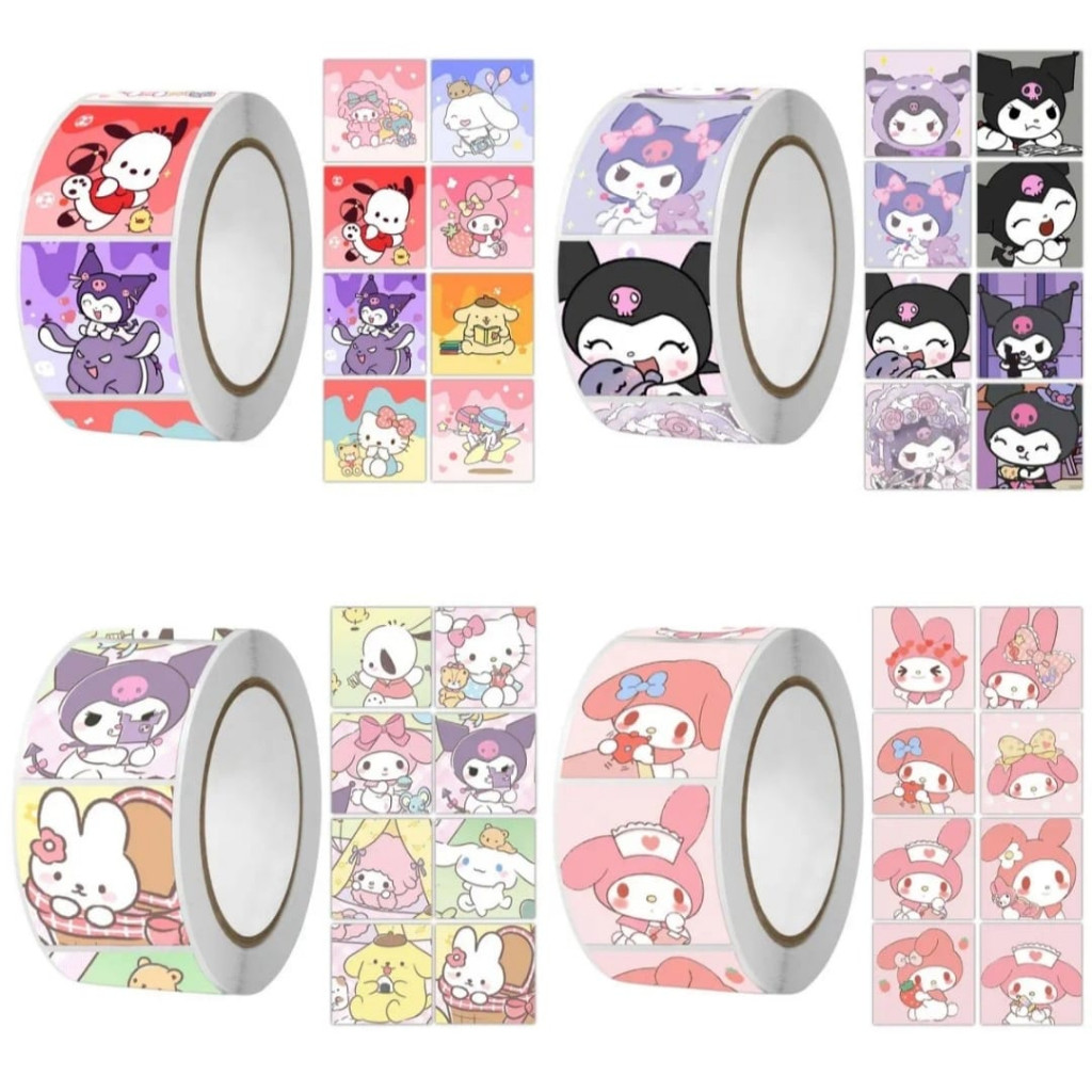 

(PAP) stiker roll karakter sanRio / stiker roll persegi hello kitty kuromi cinnamoroll pochacco - kuromi / stiker viral mumer kartun anak / sticker roll kuromi melody cinnamorol hello kitty