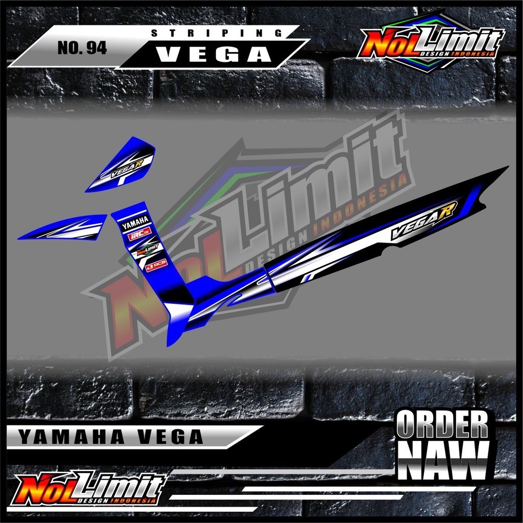 Striping Vega R LAMA - Sticker Striping Variasi List Motor Vega R LAMA Motif Racing  Termurah