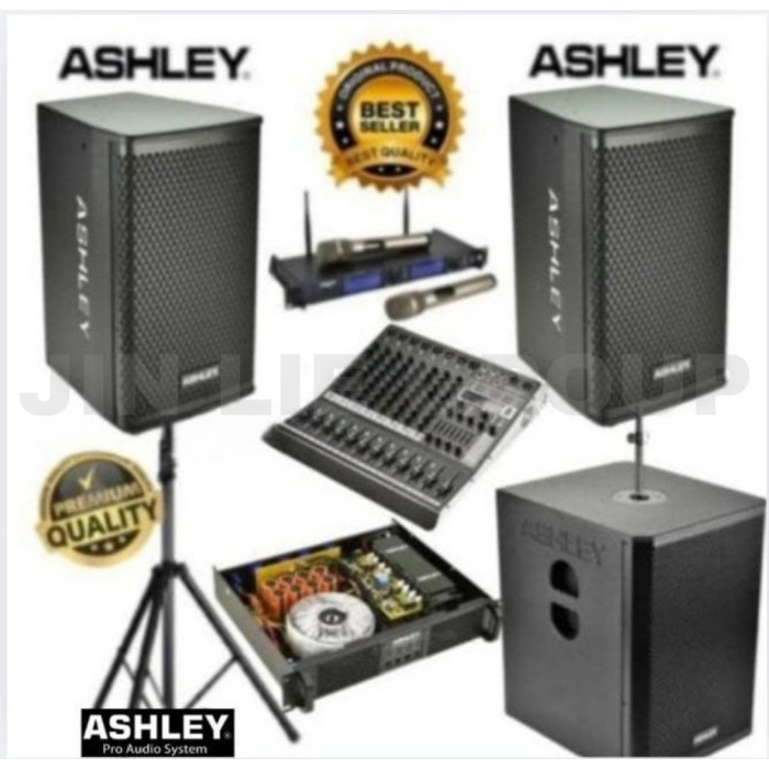 Grosir Paket Sound System Speaker Pasif ASHLEY 15 inch + Mixer ASHLEY 8 Channel Original