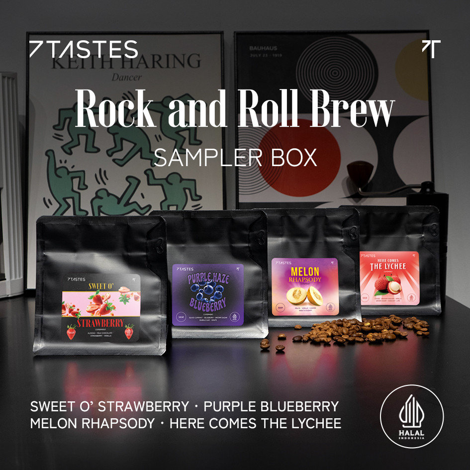 

Kopi Arabika Rock and Roll Brew Sampler Box - 7 Tastes Coffee Fruity Coferment Beans