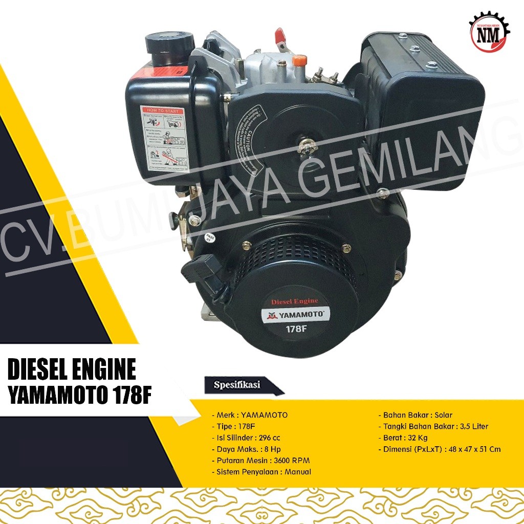 MESIN PENGGERAK SERBAGUNA / ENGINE DIESEL YAMAMOTO 178F SOLAR