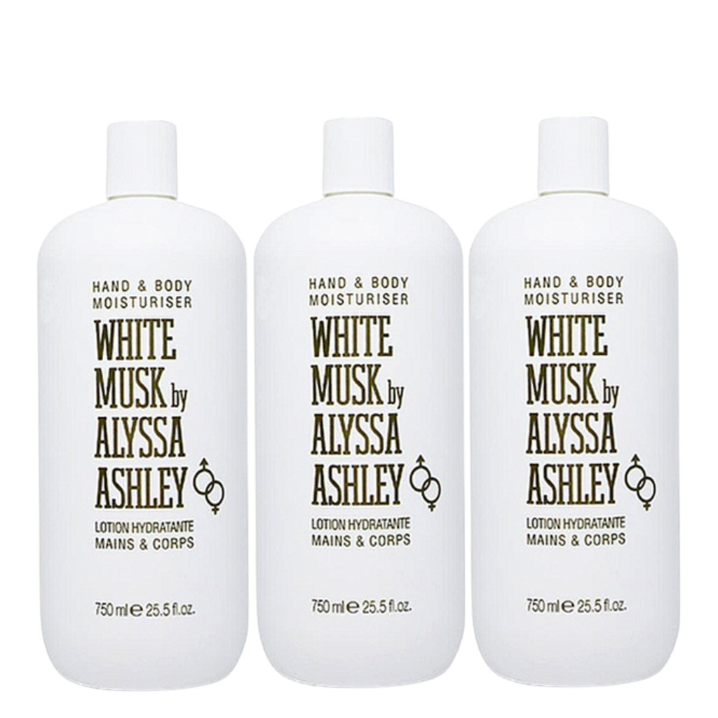 Alyssa Ashley Bundle 3pcs White Musk Body Lotion 500ml - Aroma Soft Musk Floral Musk Bedak Bayi