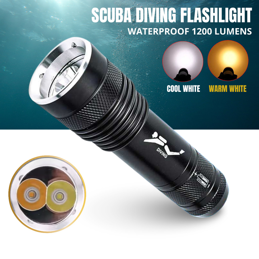 Genwiss Senter LED Diving Waterproof Warm dan Cool White T6