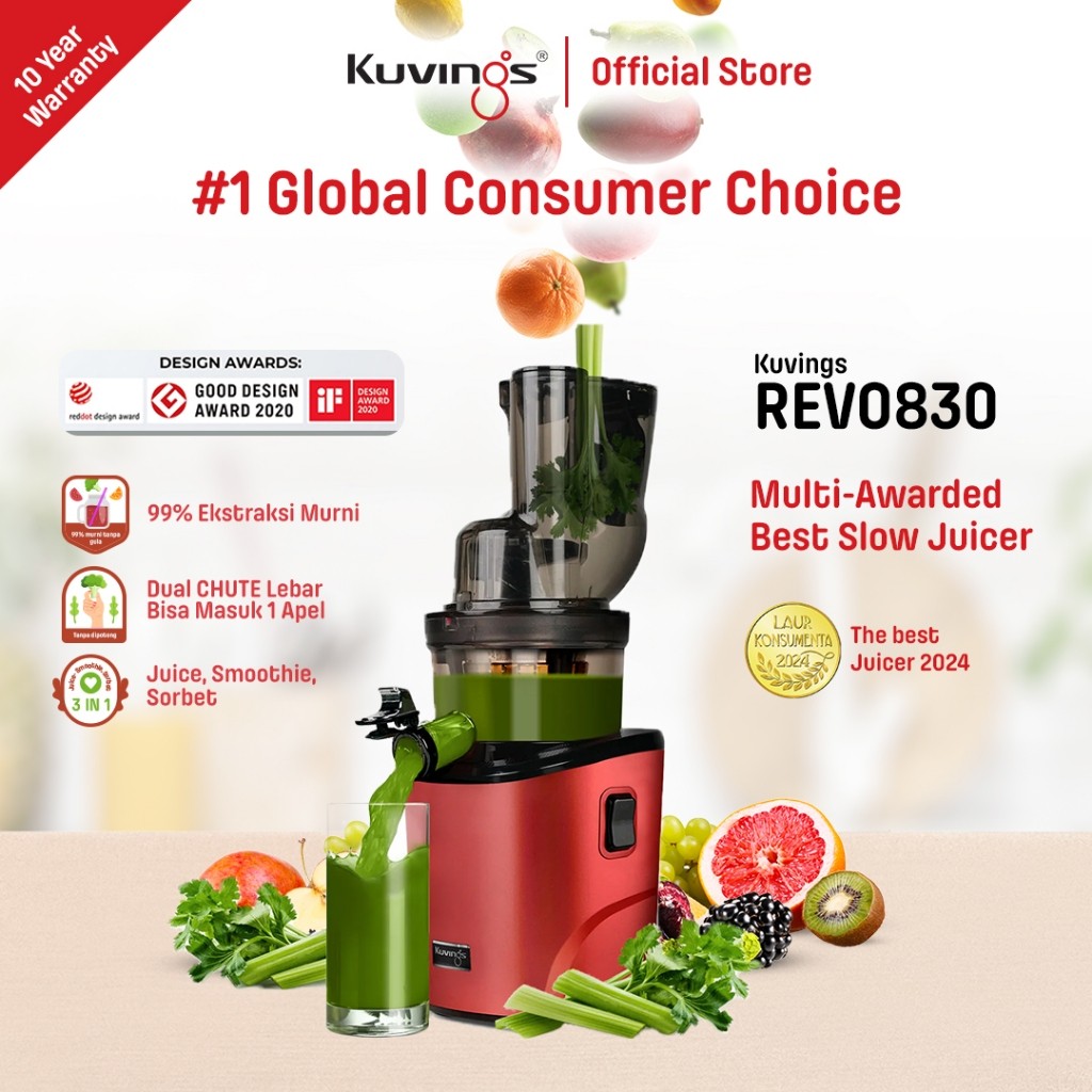 

Kuvings Whole Slow Juicer REVO 830 REVO830 Matt Dark Red