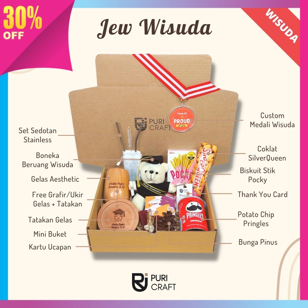 Hampers Lucu Termurah Terlengkap / JEW WISUDA Series / FREE UKIR / Kado Wisuda / Hampers Wisuda / Ka