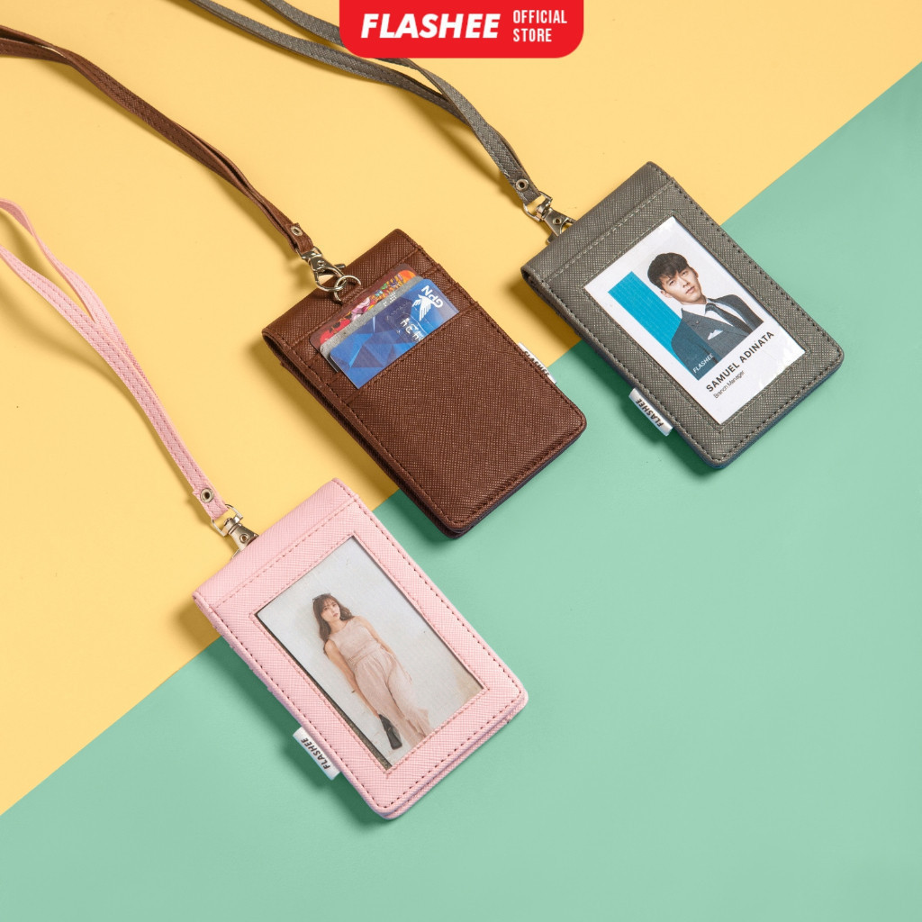 

ID Card Tali 2 Sisi PU Leather Sintetis Dengan Magnet Card Holder Domet Kartu 2 Sisi