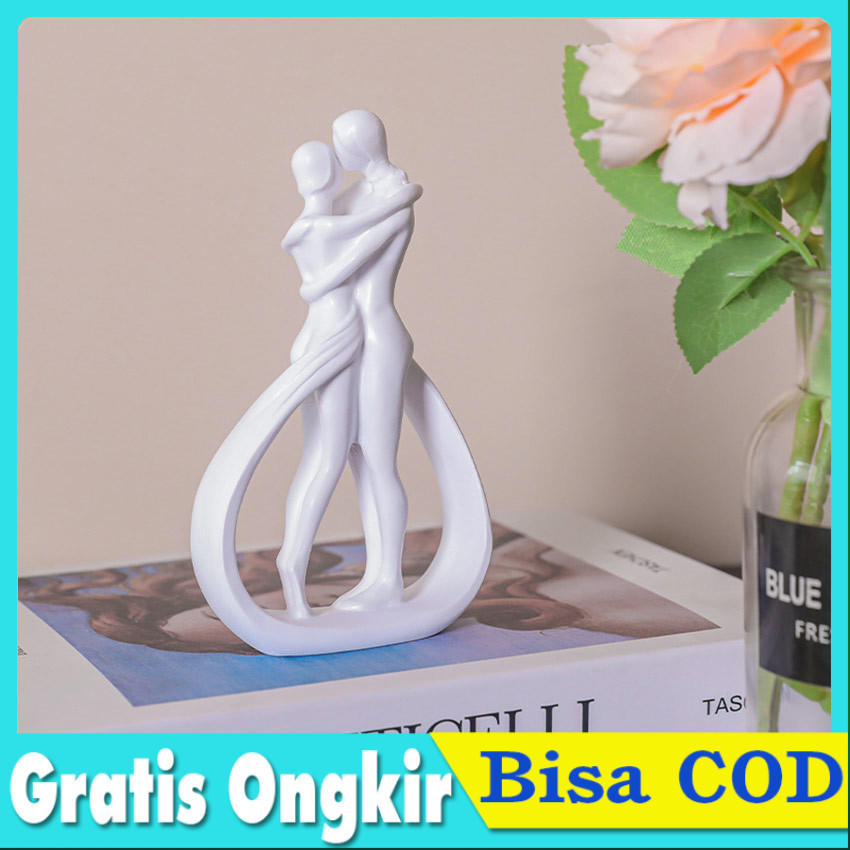 

Seni Patung Ornamen Figur Seni Abstrak Yang Dipersonalisasi | Resin Couple Figurine Crafts Table Centerpiece Hugging Couple Abstract Figurine for Bookshelf Desk Home Office Fireplace
