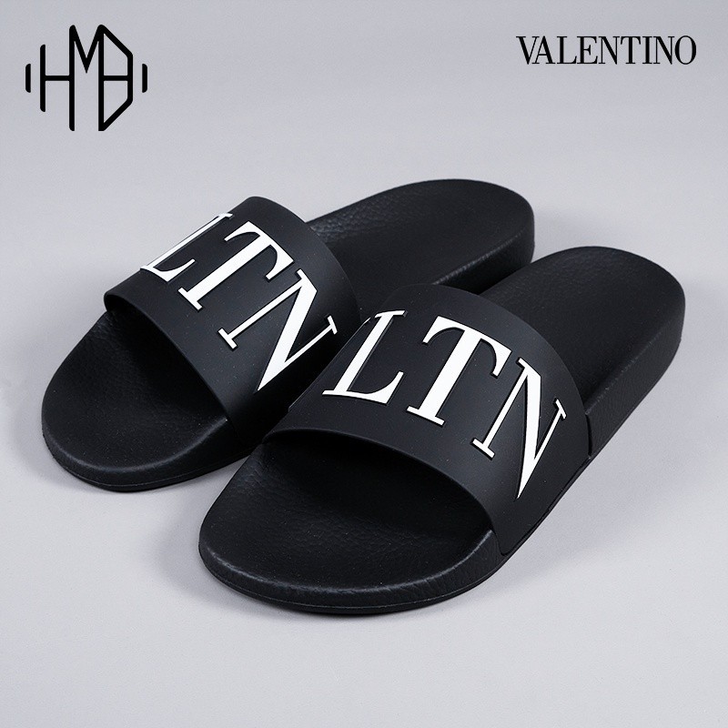 promo diskon 70% VLTN Logo Sandal Black White