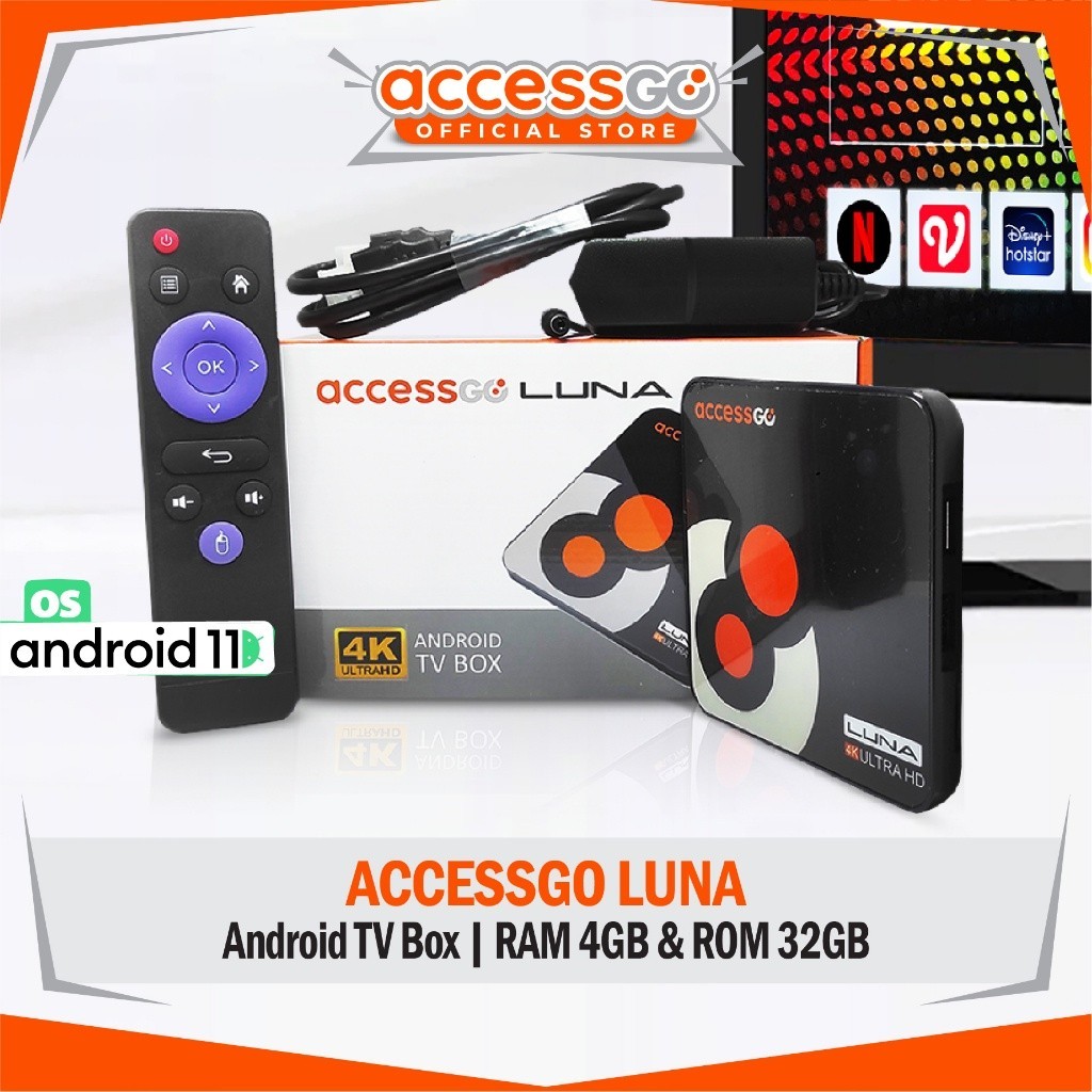 Tv box Android UHD 4K AccessGo Luna RAM 4GB ROM 32GB ATV - Bigtronik GARANSI ORIGINAL