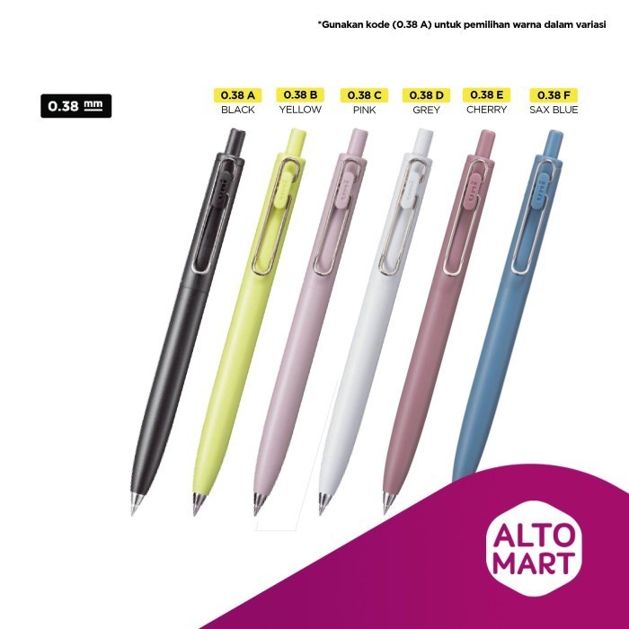 

PROMO!! -Uniball One F Feel Series 0.38 0.5 mm Gel Pen Pulpen Uni Ball Bolpoin - 0.38, D