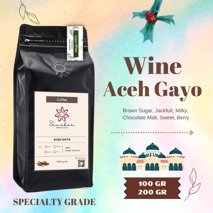 

Kopi Arabica Gayo Wine aceh biji bubuk origin roast Coffee - 200gr - 100 gram, fine/ halus