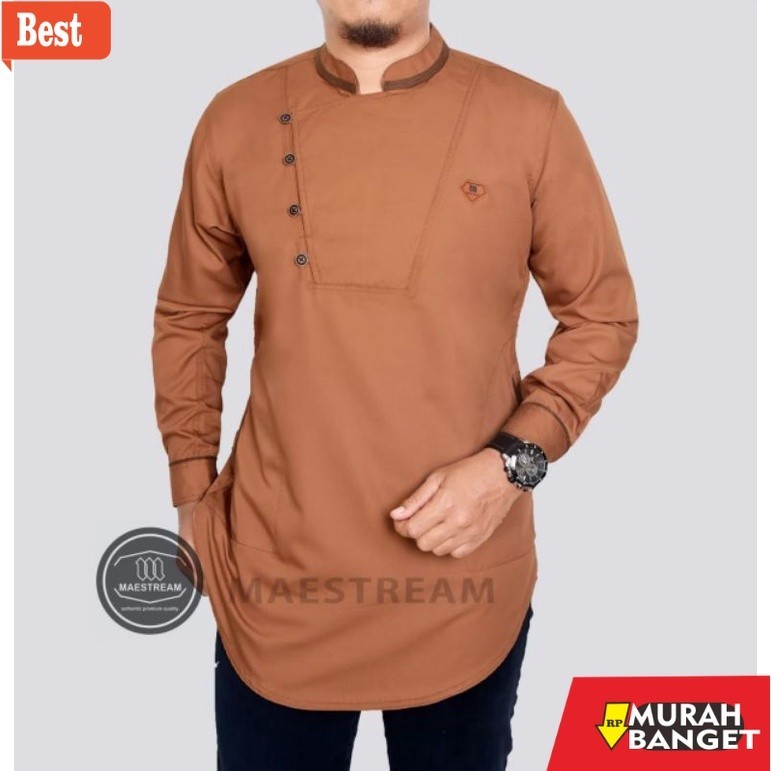 Baju muslim lengan panjang- Koko Qurta Pria Dewasa Lengan Panjang Original Maestream-Baju Koko Lenga