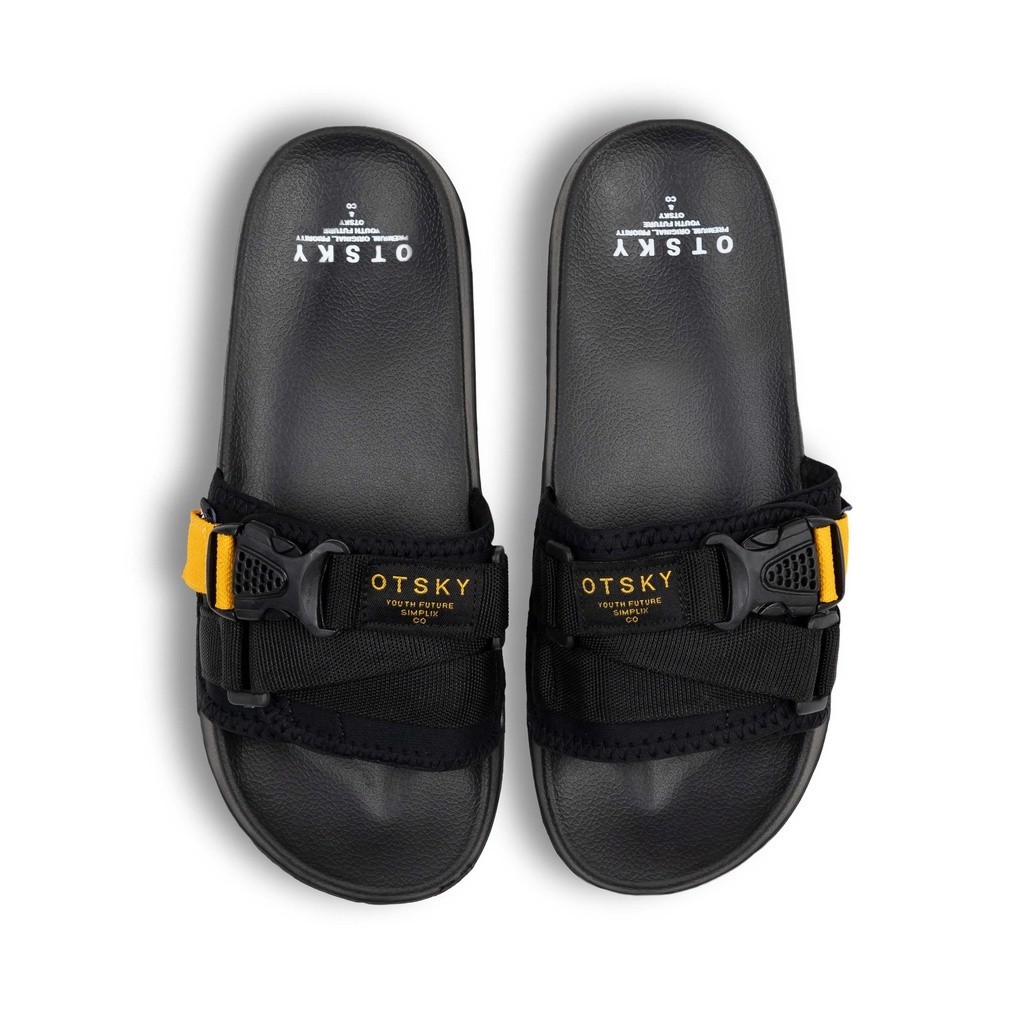 Otsky Sandal Slide Slip on Strap Series Tali Kuning Black