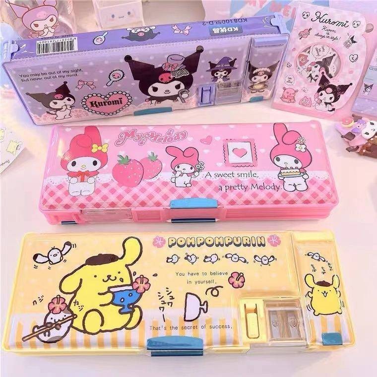 

[GROSIR ATK] TEMPAT PENSIL 2 SISI PENUTUP MAGNET + PENGSERUT KARAKTER KAWAII