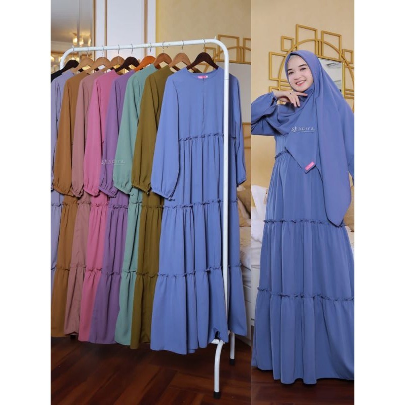 Daisha Dress by Shadira, Gamis polos, gamis murah, gamis Syar'i, Gamis Shadira, gamis wolfis, seraga