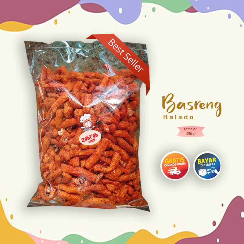 

Zahrah Foods - Basreng Balado Pedas 250 gram / Basreng Viral Camilan Basreng Gurih dan Kriuk Daun Jeruk / Makanan Ringan