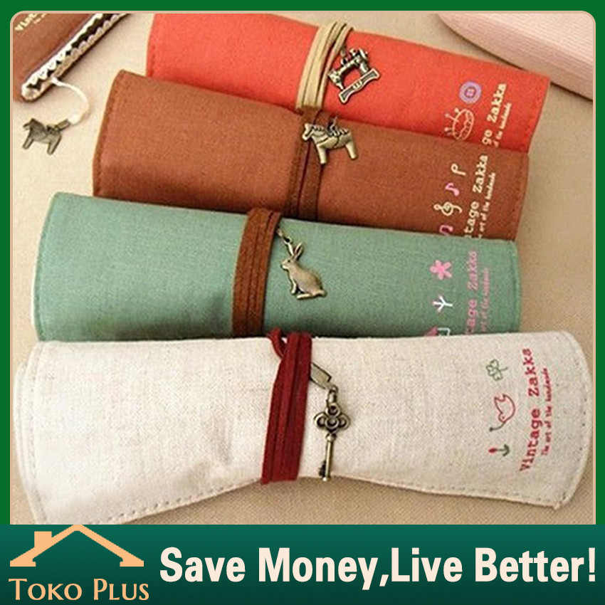 

Tas Tempat Pensil Gulung Kanvas Roll Up Pencil Case / Tempat Pensil Gulung