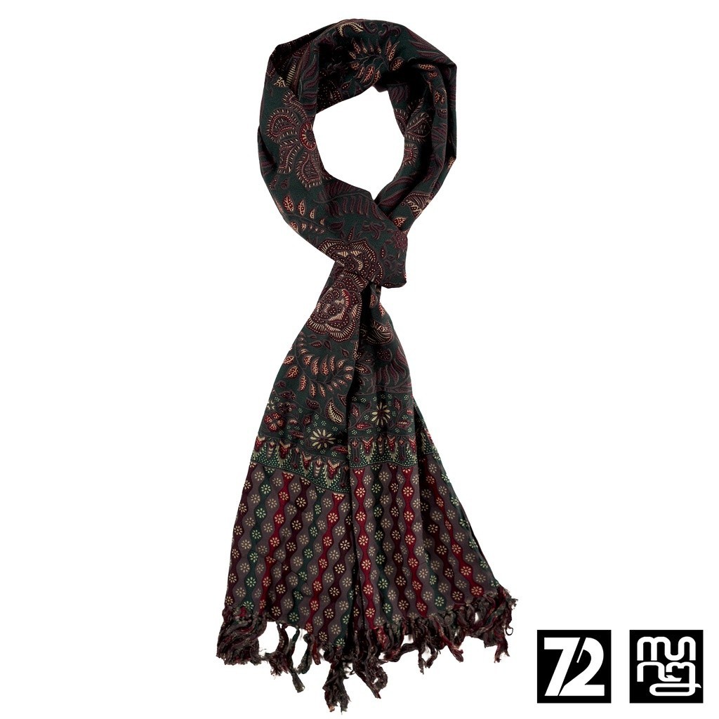 72 Batik - Syal Batik Scarft Motif Kembang Warna Hijau 723792