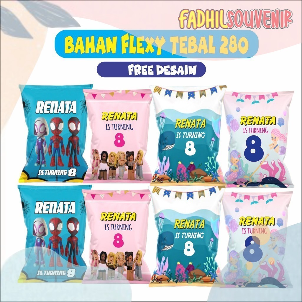 

Pouch Snack Jumbo FREE DESAIN / Custom Snack Pouch / Hampers Ulang Tahun Pouch Snack Custom - FADHIL PRINT