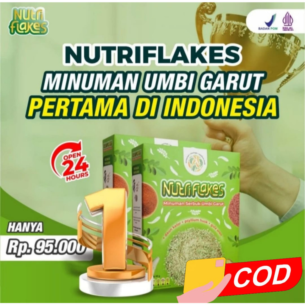 

100% ASLI Nutriflakes - Minuman Serbuk Umbi Garut Ampuh Mengatasi Maag Asam Lambung 1 Box