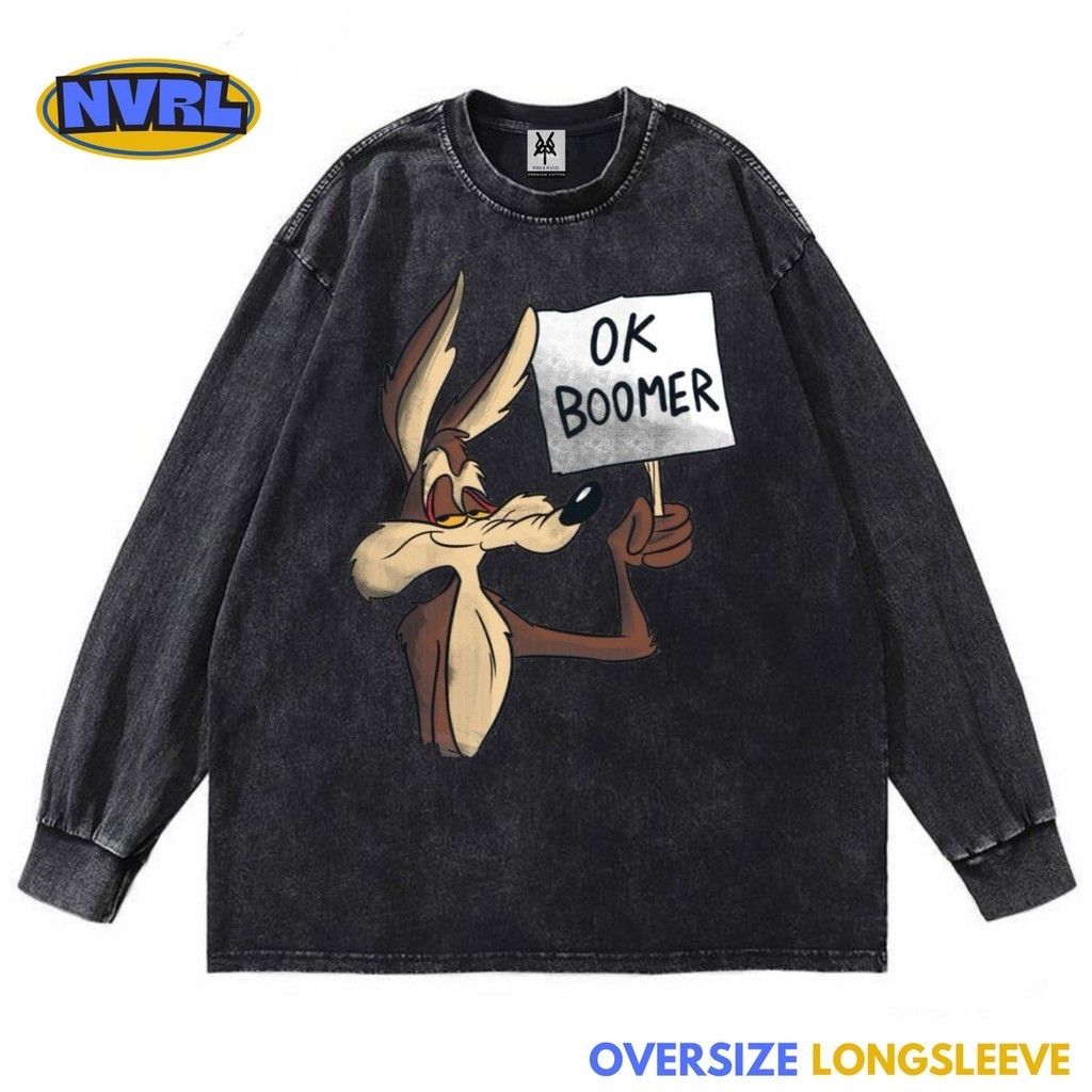 Kaos oversize longsleeve wile e coyote boomer washed washing vintage tee