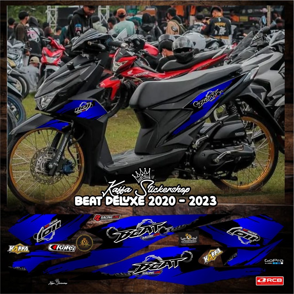 COD/ triping Stiker Variasi Beat Deluxe Style Decal Beat New Fi List Motif Biru LIST