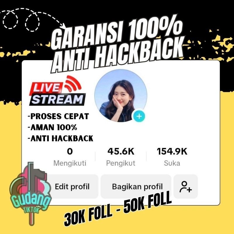 Akun Tiktok Fyp 30K - 50K Follower Aktif Real Indo &amp; Bisa live