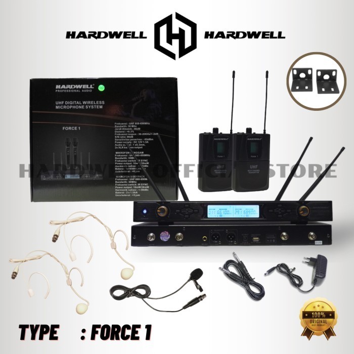 Grosir Mic Wireless Hardwell FORCE 1  Double Mic Clip On Headset