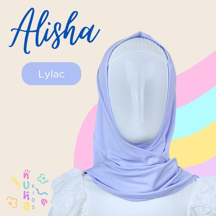 ✨LARIS✨ -Jilbab Anak Instant Jersey Premium Bergo Hijab Belahan Depan Alisha L - Lylac, L