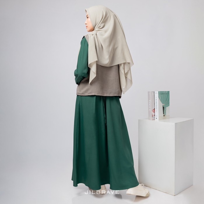 Shena Dress Jilbrave Outer Semi Blazer  2 in 1 Warna Army - L