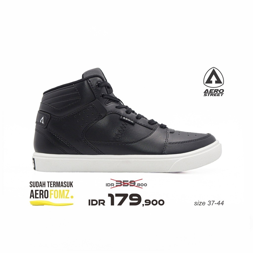 Aerostreet 37-44 Hoops High Putih Hitam Hitam - Sepatu Sneaker Sport