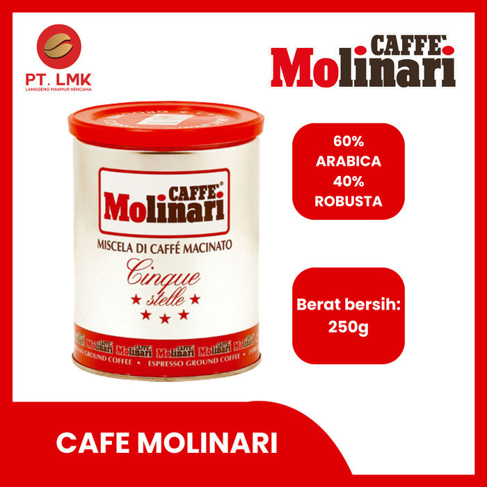 

[Best Seller Coffee] Caffe Molinari Coffee Cinquestelle Bubuk Kopi 250 Gr