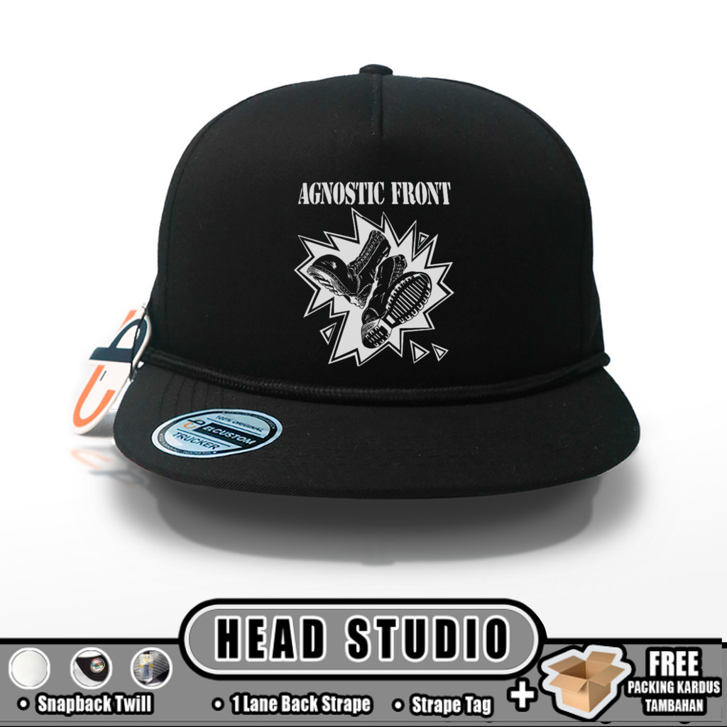 Headstudio - AGNOSTIC FRONT SNAPBACK CAPS  /  Band / Topi Snapback / Topi Twill / Topi Baseball Cowo