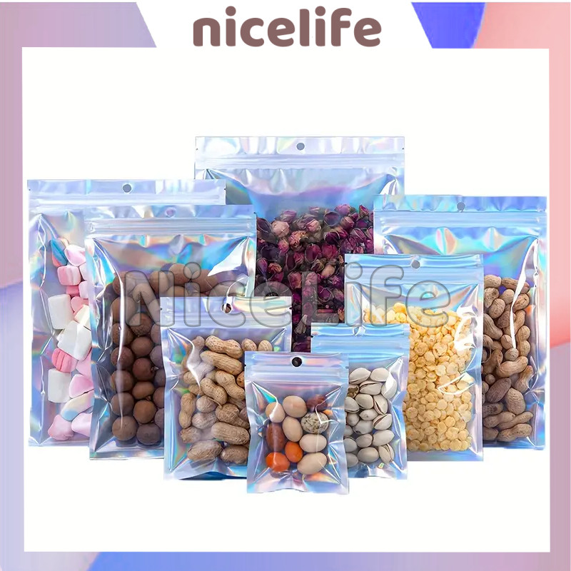

Plastik Klip Hologram Flat / Bumbu Mewah / Ziplock Hologram Foil / Klip Ziplock Zipper Hologram Bening / Snack