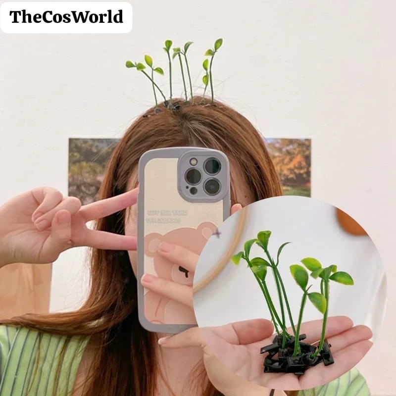 Hairpin Jepitan Sepucuk Daun Tunas Tauge Sporut Hick Jepit Rambut Cosplay