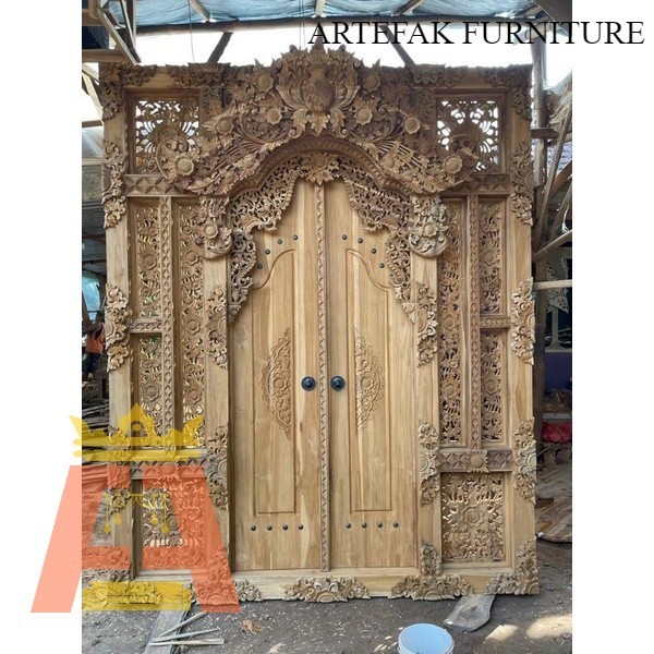 Artefak Furniture Pintu gebyok style bali ful kayu jati ukir Jepara