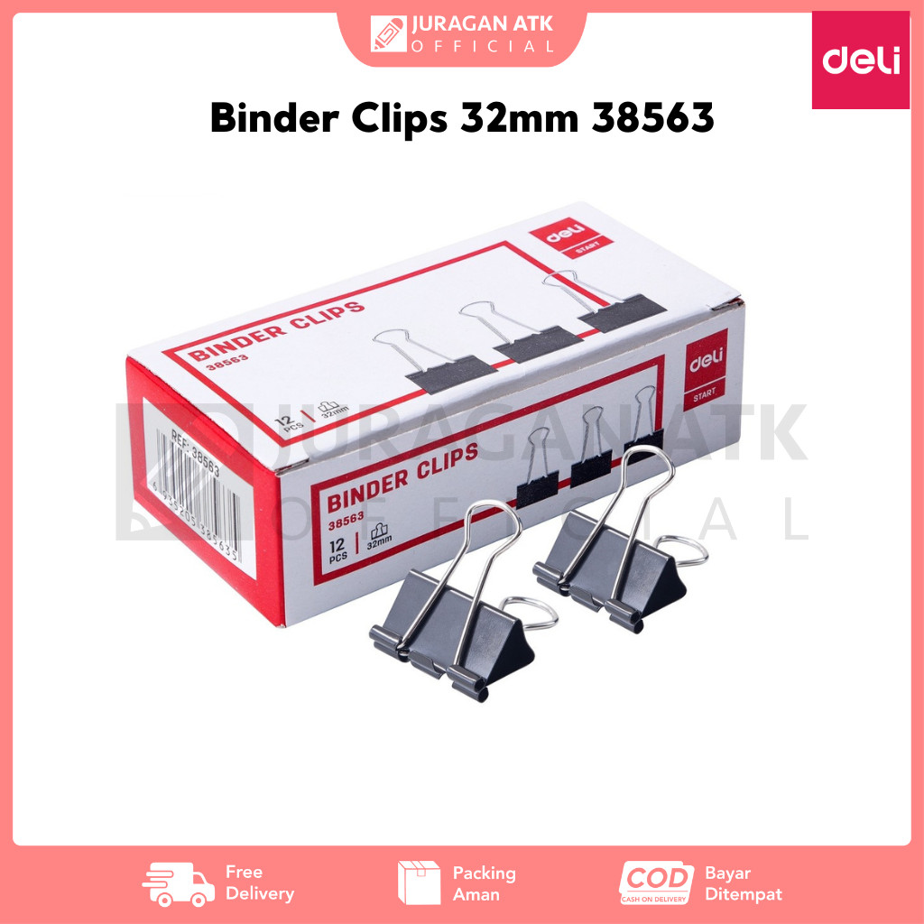 

Binder Clips Deli 32mm 38563 (1 Box Isi 12pcs)