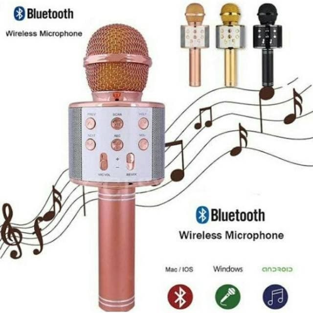 AL Mic Speaker Bluetooth WS 858 Microphone Karaoke BT Smule WS858 WS-858