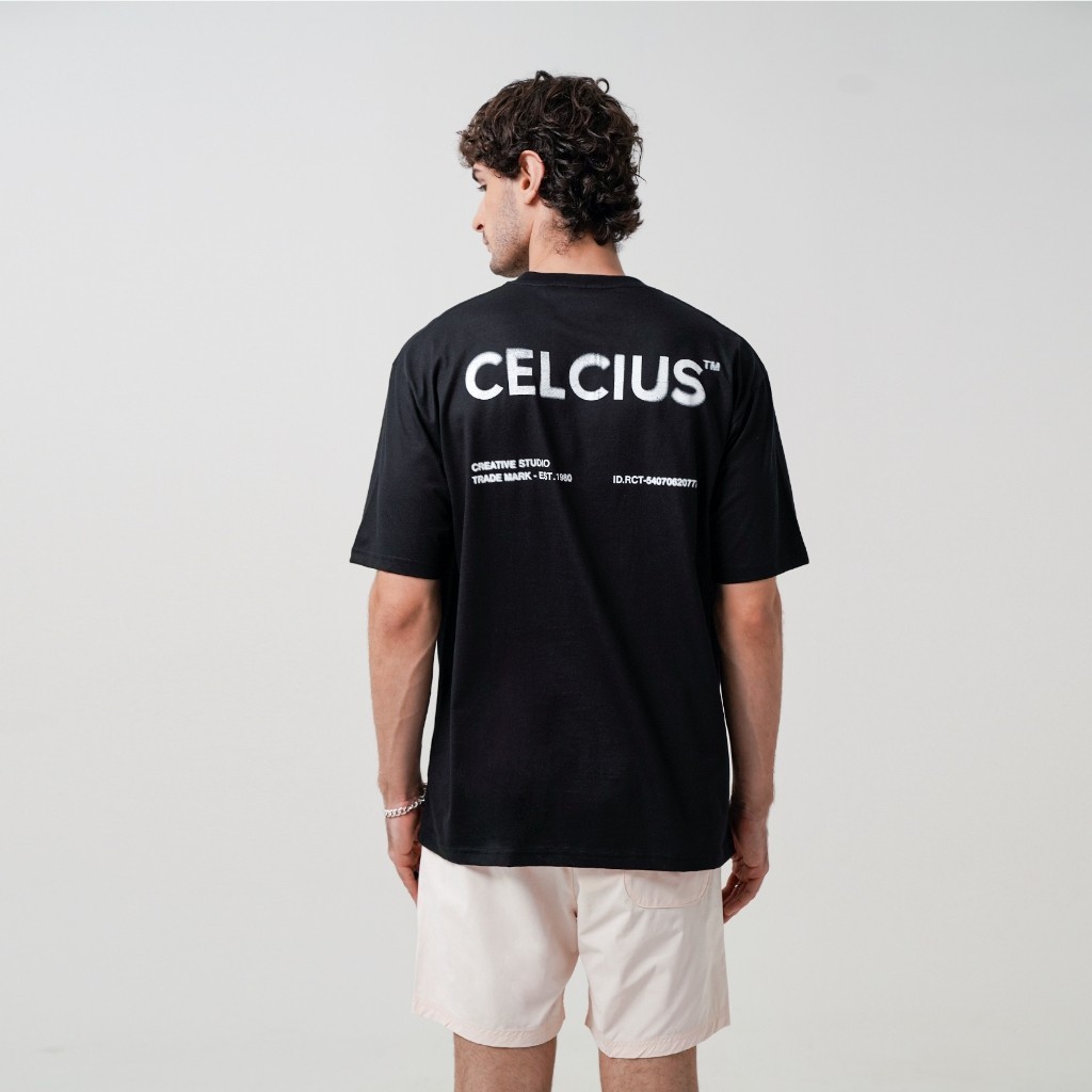 【HOT】CELCIUS Kaos Lengan Pendek Oversize LIN000900C Hitam