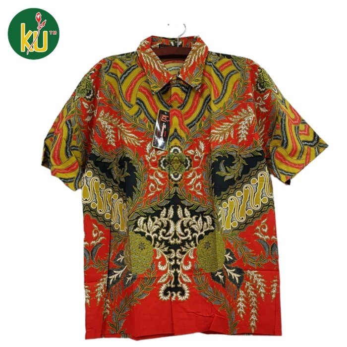 Kencana ungu Hem Batik Pria Lengan Pendek XXXL Hem Big Size - Orange, XXL