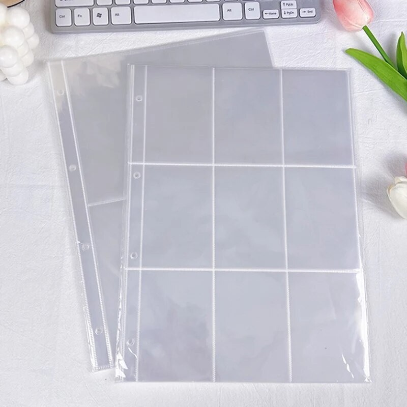 

10Pcs A4 Clear Photo Album Refill Pages File Protector 4 Holes 9 Ring Binder for Photocards Cards Notebook