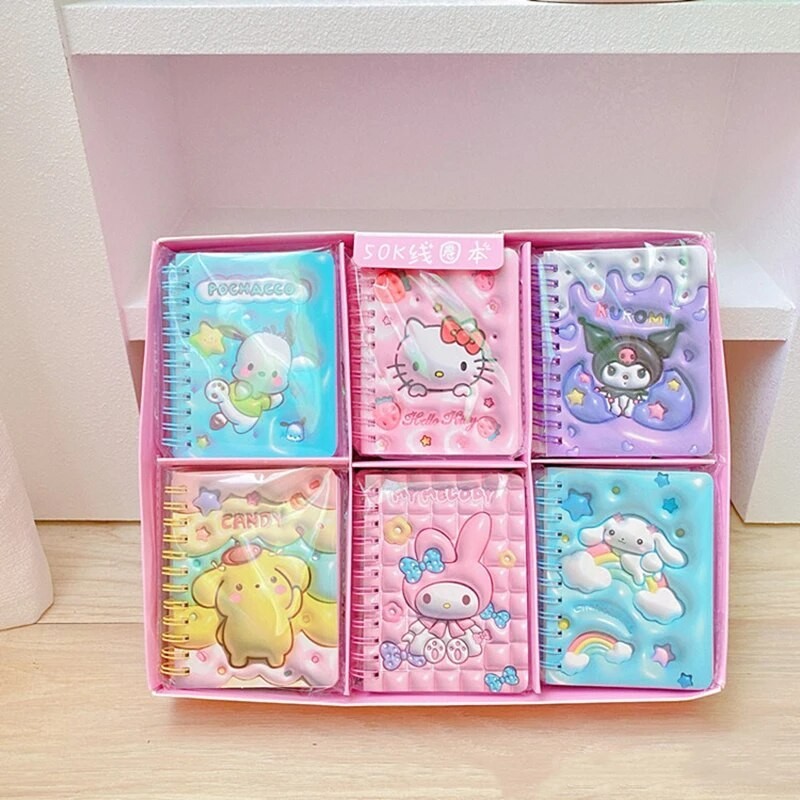 

12/24pcs Sanrio Notebook Cute Hello Kitty Kuromi student Coil Book Daily Weekly Agenda Planners Notepad Office School Supplies