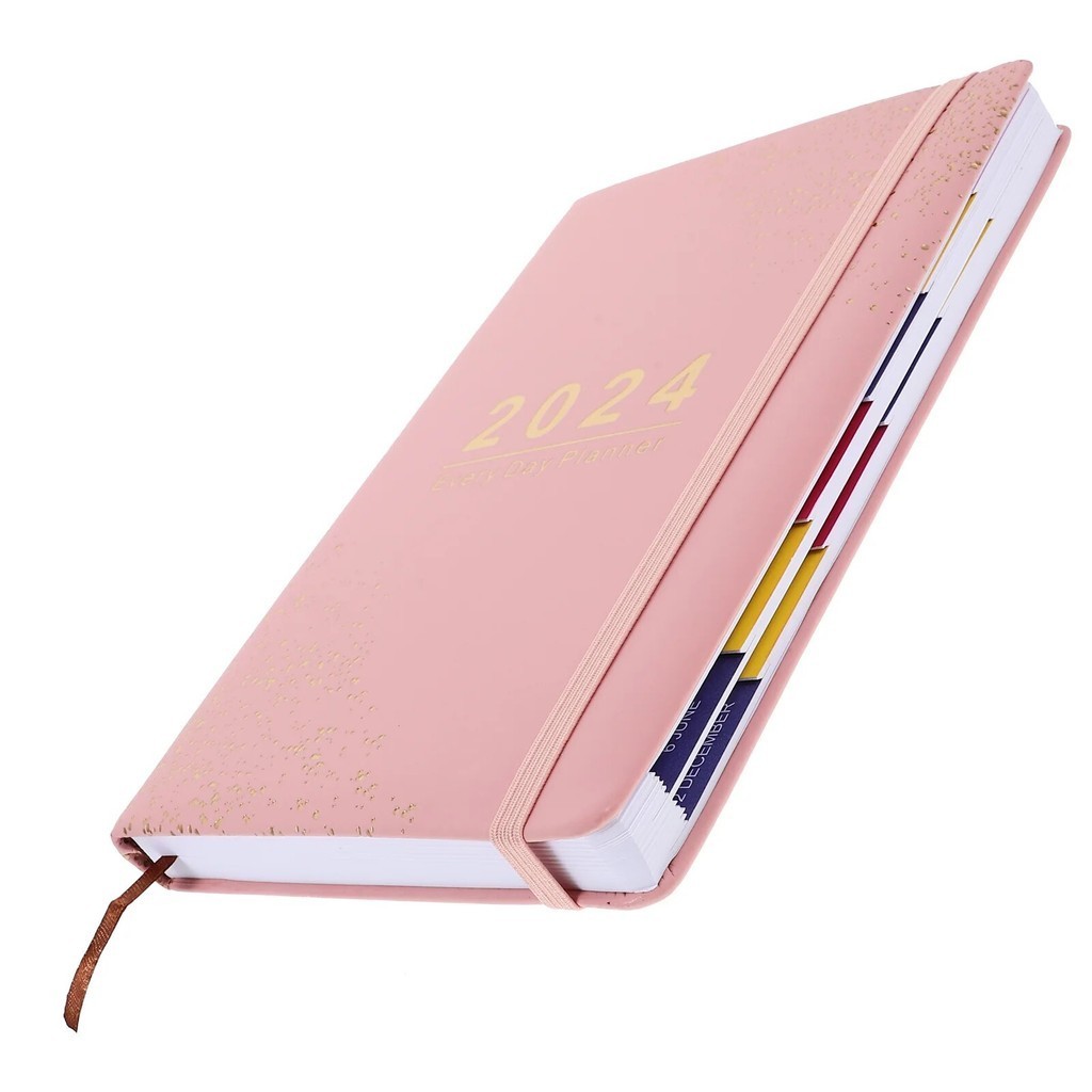 

2024 Agenda Book Yearly Planner Notebook Daily Notepad Portable Dividers Paper Schedule Student