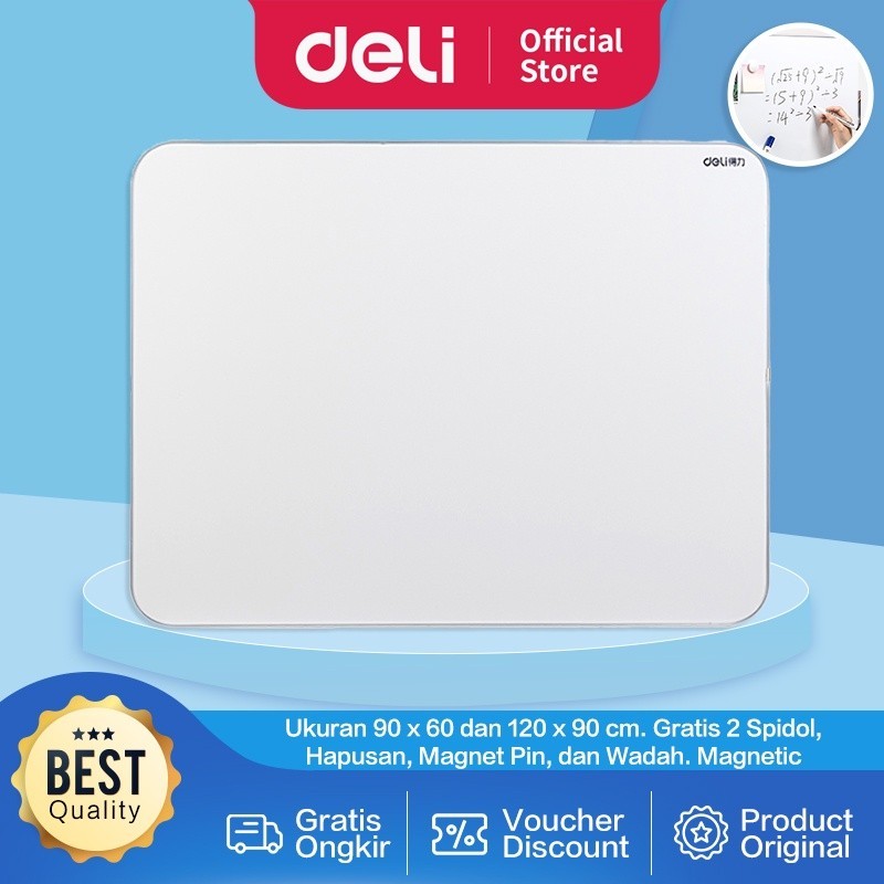 

Deli Magnetic White Board / Papan Tulis Putih Magnet Gratis Spidol Hapusan Magnet Pin Wadah 5002X