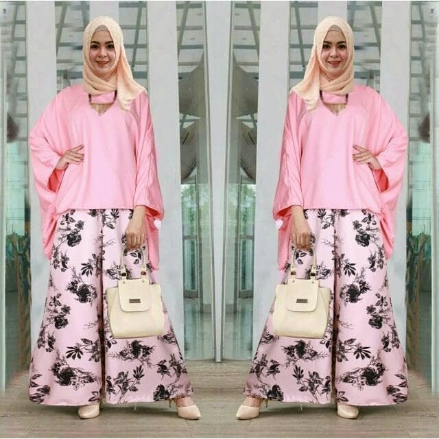 promosi Baju Busana Muslim Setelan Kulot Wanita CDX Aurel Batwing Set Salem