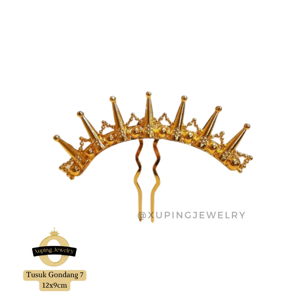 XUPING JEWELRY Tusuk Gondang 7 Tusuk Sanggul Lapis Emas Replika Tusuk Konde Rambut Batak
