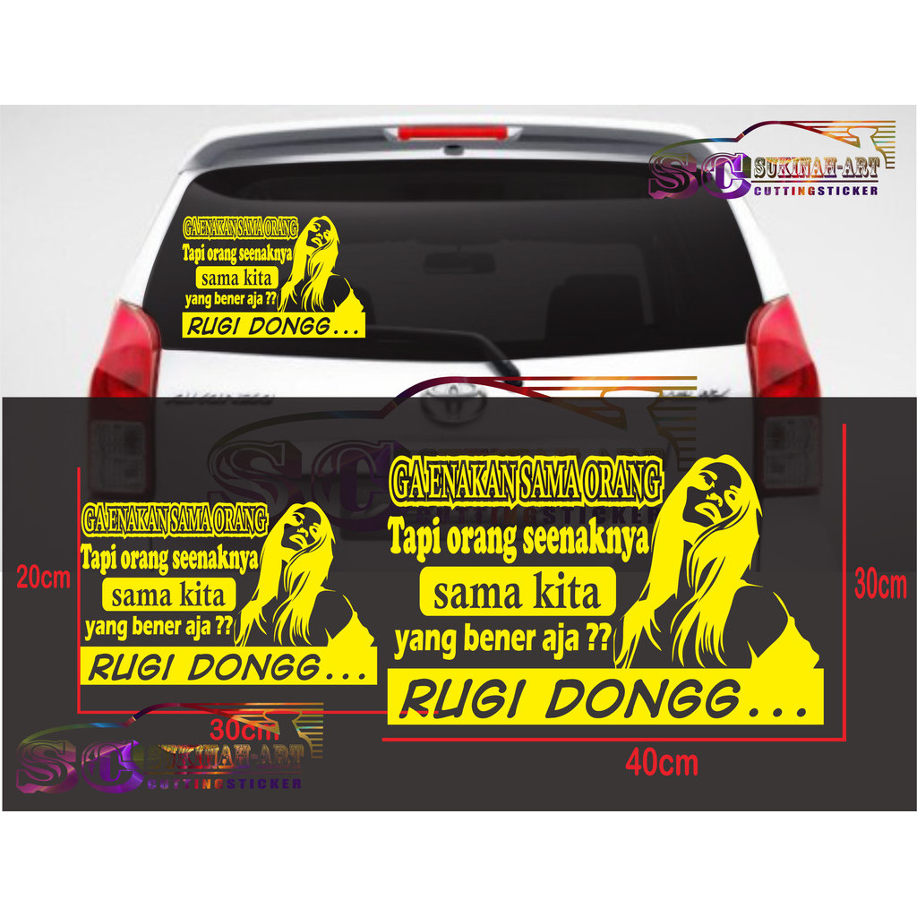 stiker viral kata-kata YANG BENER AJA RUGI DONG motivasi  mobil stiker cutting sticker cod cocok di 